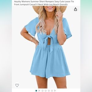 NWT Aoysky from Amazon | XL | Romper Tie Front Jumpsuit Casual VNeck |smokefree